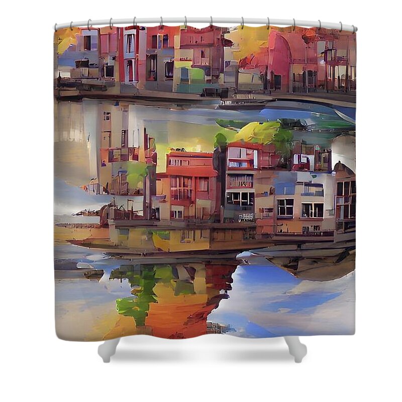  Shower Curtain featuring the digital art TwoTown by Rod Turner