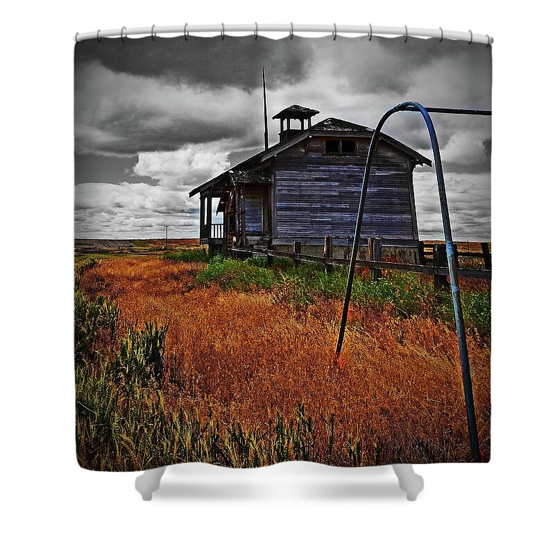  Shower Curtain featuring the digital art Tygh Ridge School by Fred Loring