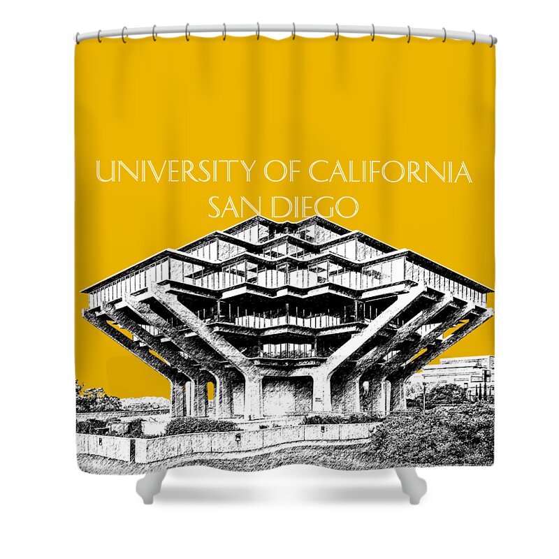 University Of California San Diego Shower Curtain featuring the digital art UC San Diego Gold by DB Artist