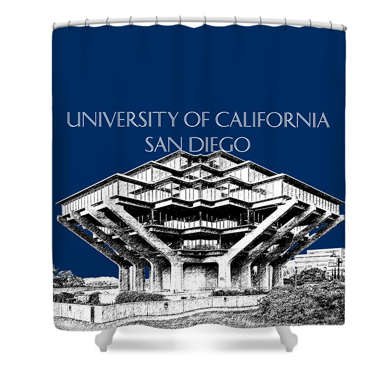 University Of California San Diego Shower Curtain featuring the digital art UC San Diego Navy Blue by DB Artist