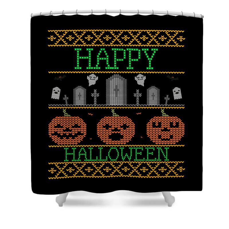 Cool Shower Curtain featuring the digital art Ugly Halloween Sweater by Flippin Sweet Gear