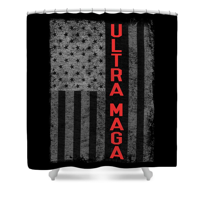 Cool Shower Curtain featuring the digital art Ultra Maga US Flag by Flippin Sweet Gear