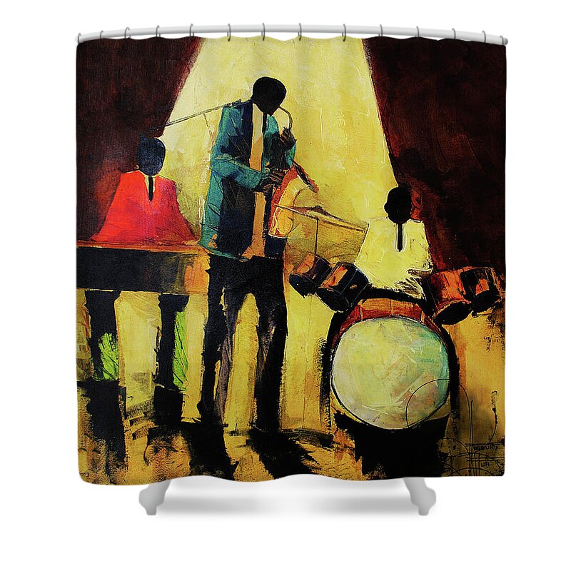 Nni Shower Curtain featuring the painting Under The light by Ndabuko Ntuli