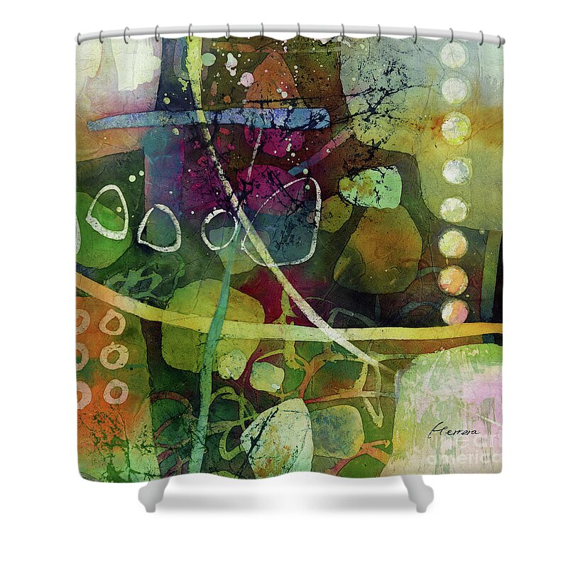 Abstract Shower Curtain featuring the painting Under the Surface 2 - Orannge by Hailey E Herrera