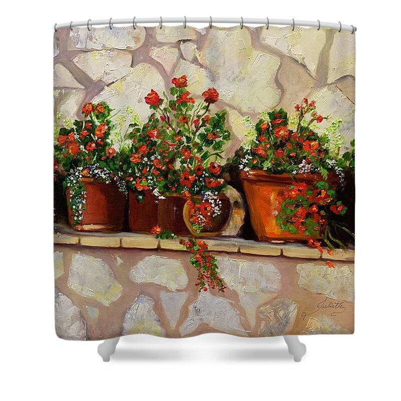 Tuscany Shower Curtain featuring the painting Under The Tuscan Sun by Juliette Becker