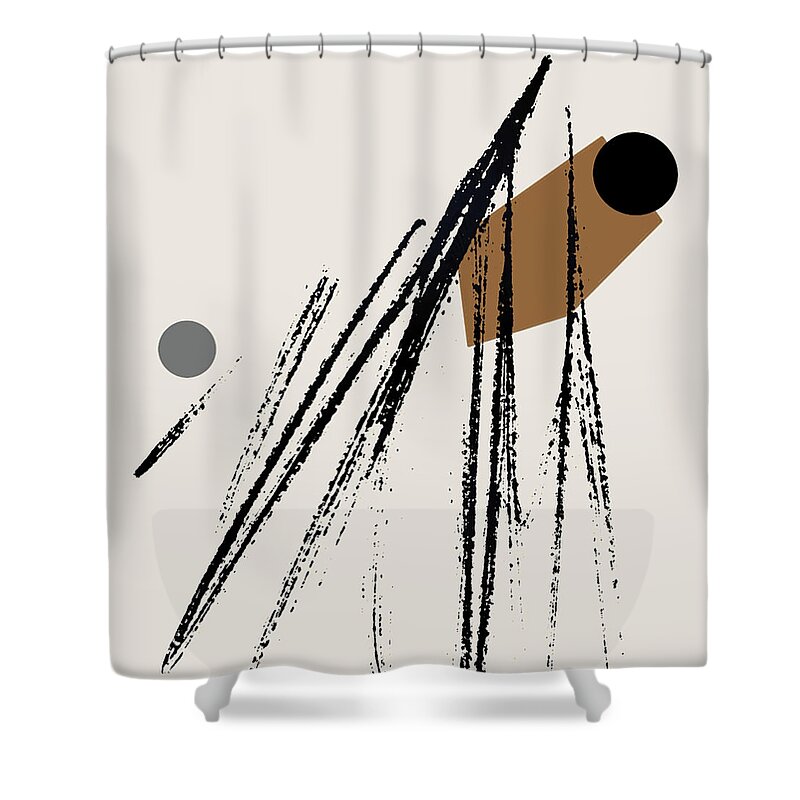 Black And Brown Shower Curtain featuring the painting Uneven Elegance No. 10 - Black and Brown Minimalist Art by Lourry Legarde