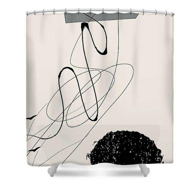 Taupe Modern Art Shower Curtain featuring the painting Uneven Elegance No. 8 - Black and Tan Modern Art by Lourry Legarde