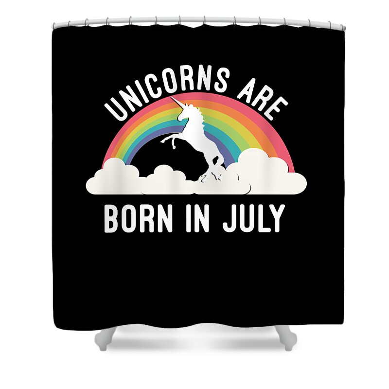 Funny Shower Curtain featuring the digital art Unicorns Are Born In July by Flippin Sweet Gear