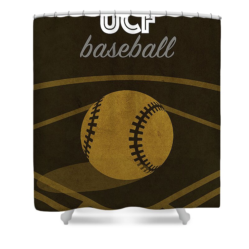 University Of Central Florida Shower Curtain featuring the mixed media University of Central Florida College Baseball Sports Vintage Poster by Design Turnpike
