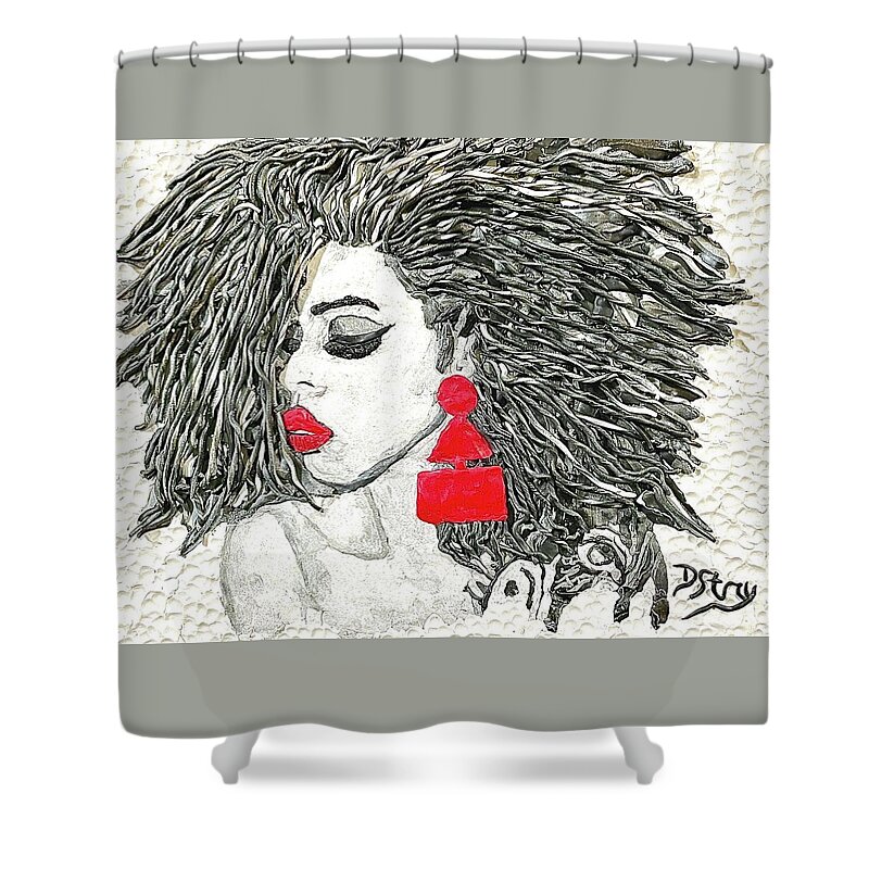 Polymer Clay Shower Curtain featuring the mixed media Untamed Beauty by Deborah Stanley