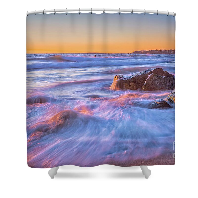 Sunset Shower Curtain featuring the photograph Cotton Candy Waves by Abigail Diane Photography