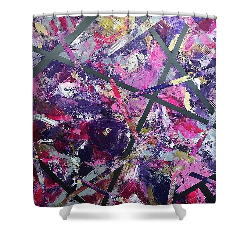 #acrylicpainting #abstractexpressionism #juliusdewitthannah Shower Curtain featuring the painting Untitled #5 by Julius Hannah