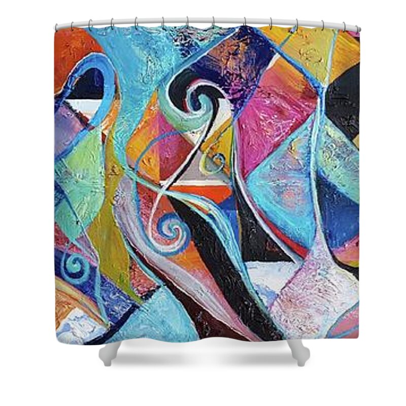 Abstract Shower Curtain featuring the painting Untitled by Jackie Ryan