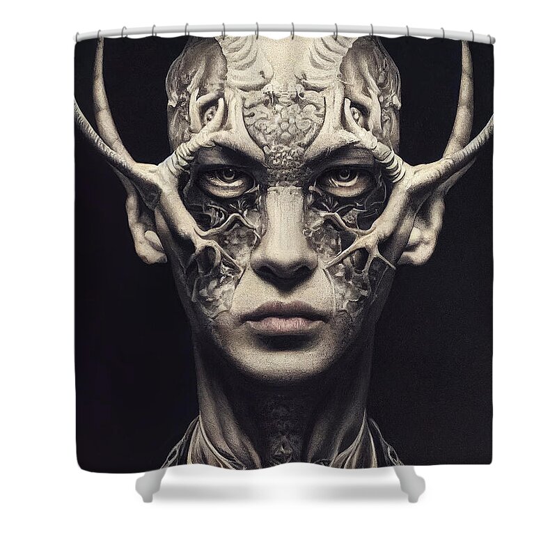 Portrait Shower Curtain featuring the digital art Untitled by Nickleen Mosher