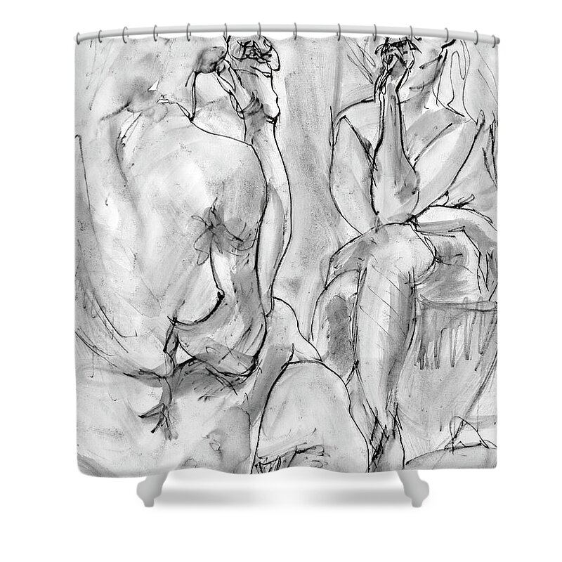 Ink Shower Curtain featuring the drawing Untitled_1z by Paul Vitko