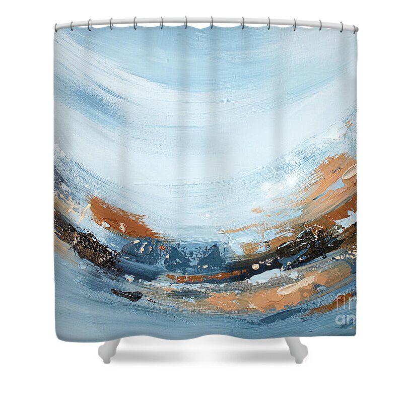 Blues Shower Curtain featuring the painting Uplift - Abstract painting by Annie Troe