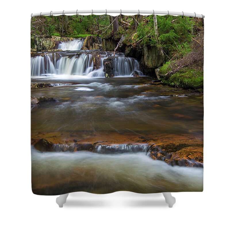 Upper Shower Curtain featuring the photograph Upper Nathan Pond Brook Cascade by Chris Whiton