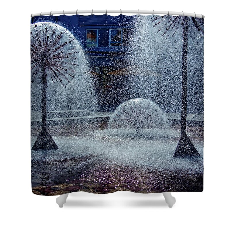 Water Fountains Shower Curtain featuring the photograph Urban Art by Tatiana Travelways