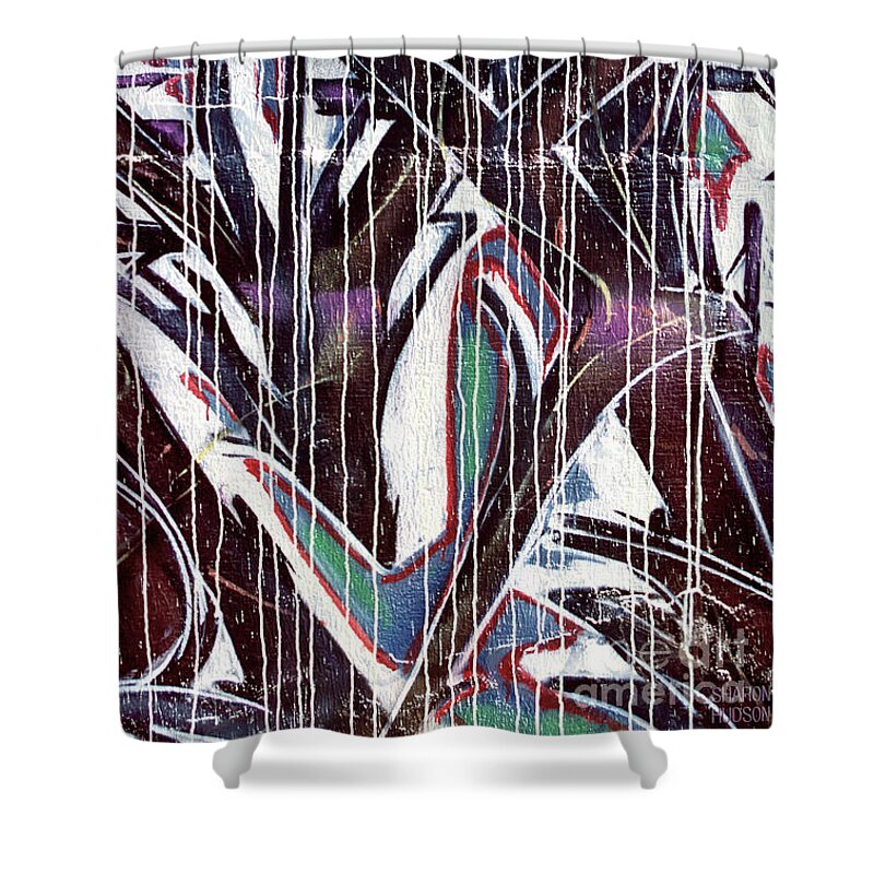 Abstract Shower Curtain featuring the photograph urban art - Thunder Storm by Sharon Hudson