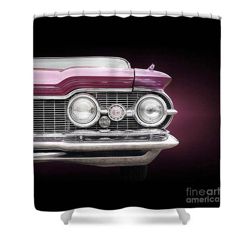 1959 Shower Curtain featuring the photograph US American classic car 1959 Super 88 by Beate Gube