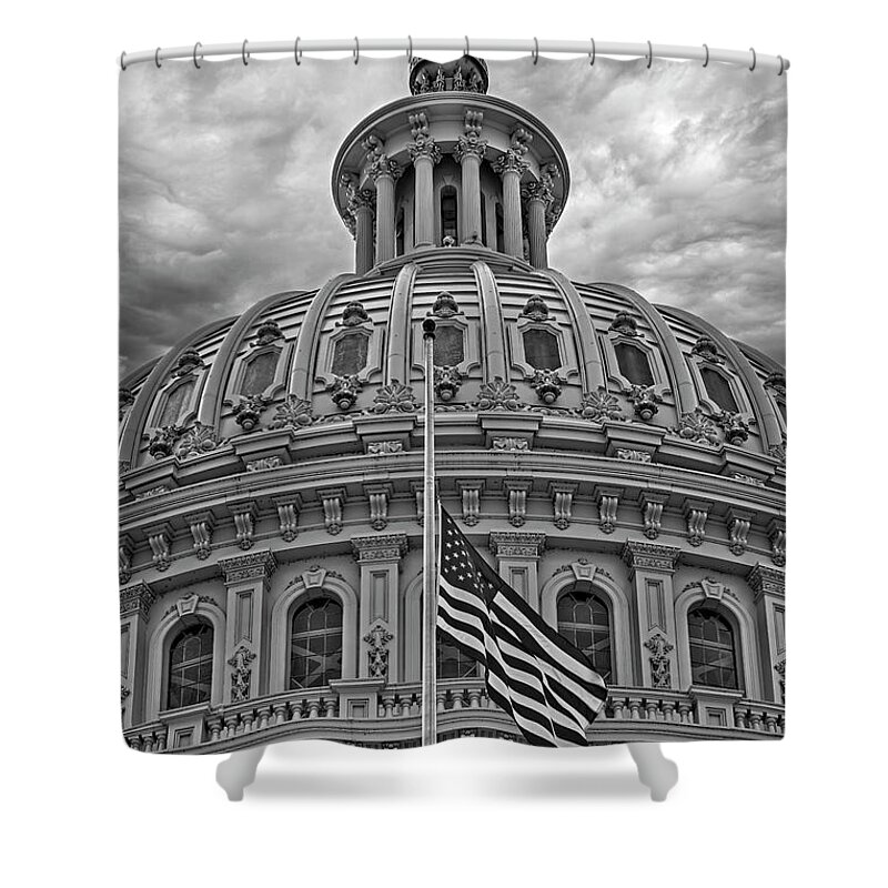 Us Capitol Building Shower Curtain featuring the photograph US Capitol Dome II BW by Susan Candelario
