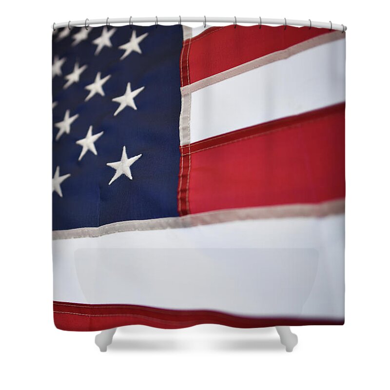 American Flag Shower Curtain featuring the photograph American Flag by Laura Fasulo