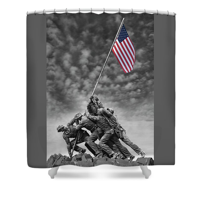 Marine Corp Shower Curtain featuring the photograph US Marine Corps War Memorial by Mike McGlothlen