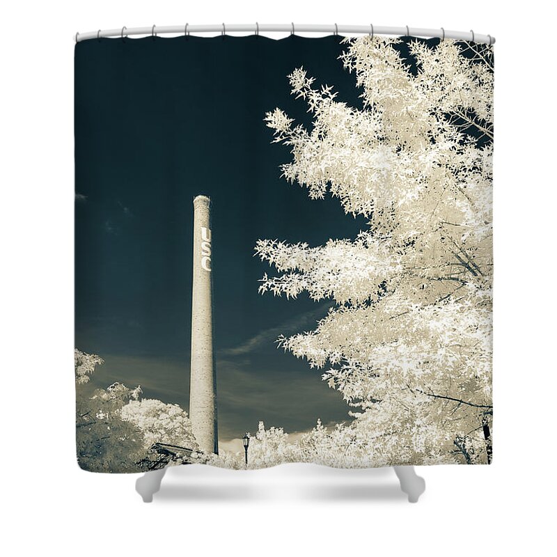 2016 Shower Curtain featuring the photograph USC Smokestack Split Tone by Charles Hite