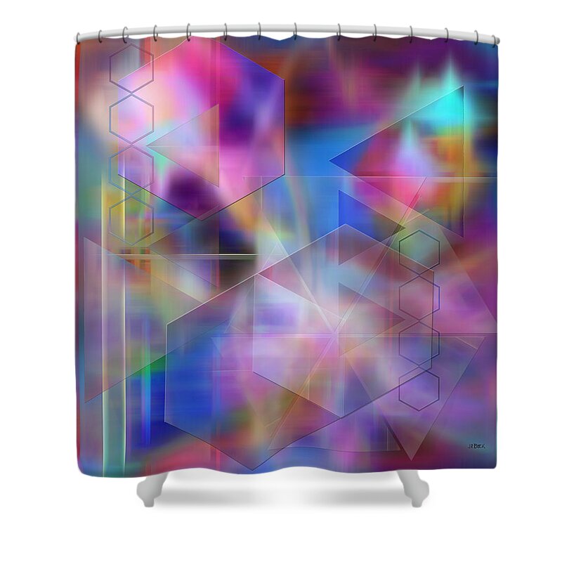 Usonian Dreams Shower Curtain featuring the digital art Usonian Dreams - Square Version by Studio B Prints