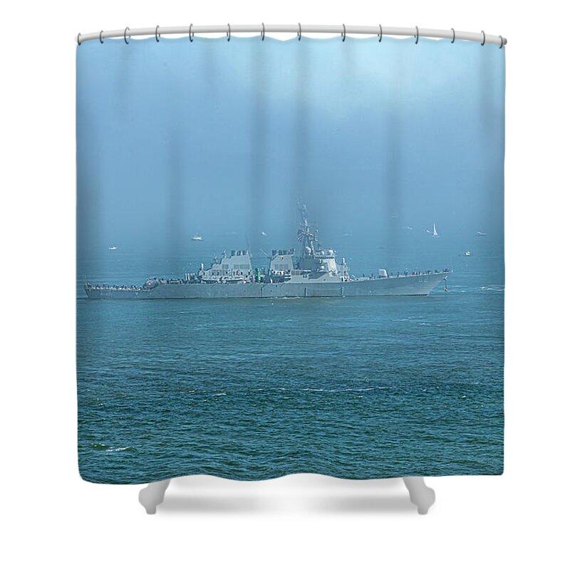 Ships Shower Curtain featuring the photograph USS Fitzgerald at Parade of Ships by Bonnie Follett