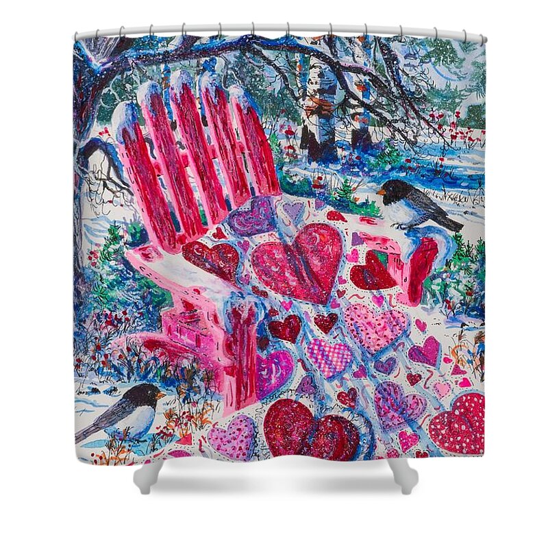 Valentine Shower Curtain featuring the painting Valentine Hearts by Diane Phalen
