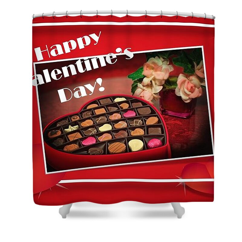 Valentine's Day Shower Curtain featuring the mixed media Valentine's Day Chocolates by Nancy Ayanna Wyatt