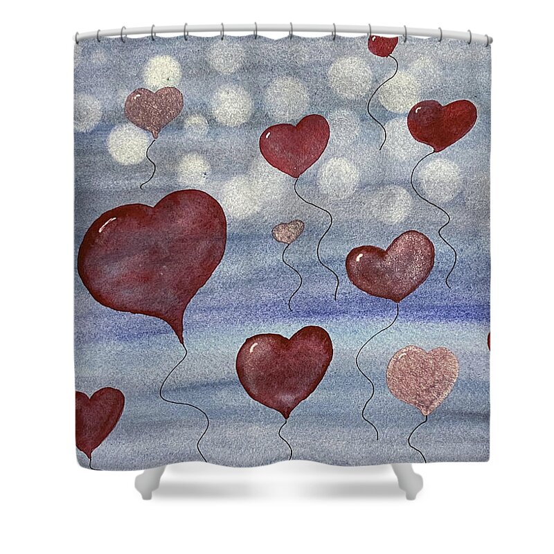 Valentines Day Shower Curtain featuring the painting Valentine's Day in Seattle by Lisa Neuman