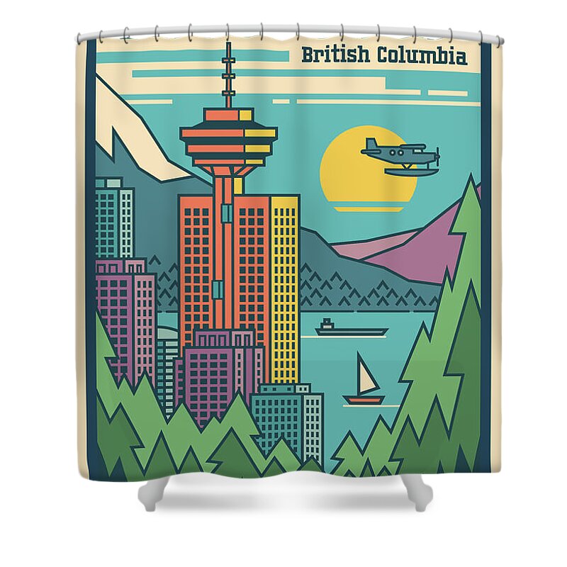 Vancouver Shower Curtain featuring the digital art Vancouver Pop Art Poster by Jim Zahniser