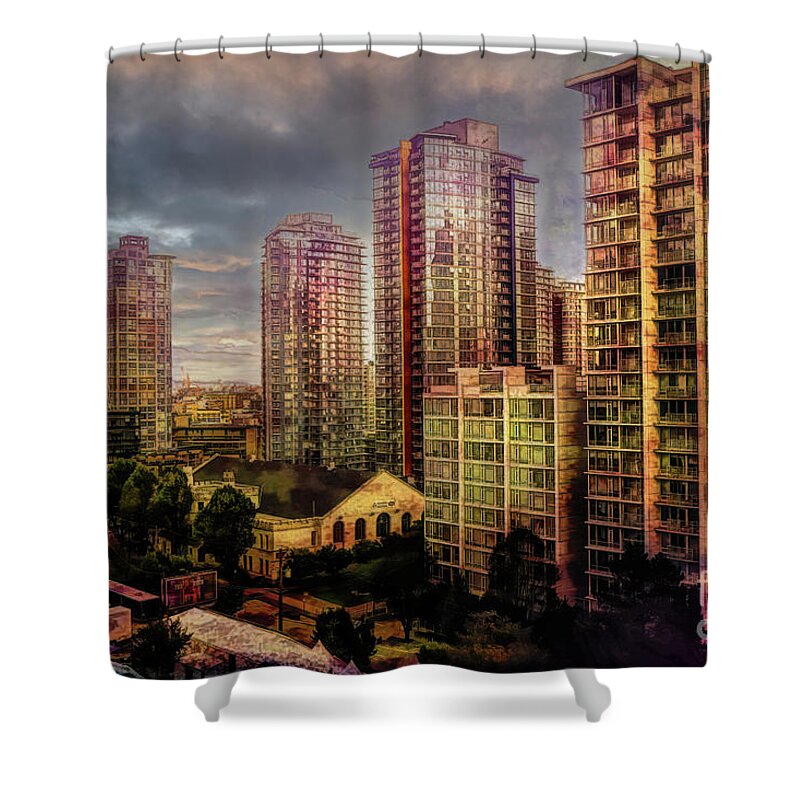 Canada Shower Curtain featuring the digital art Vancouver Storm Clouds by Deb Nakano
