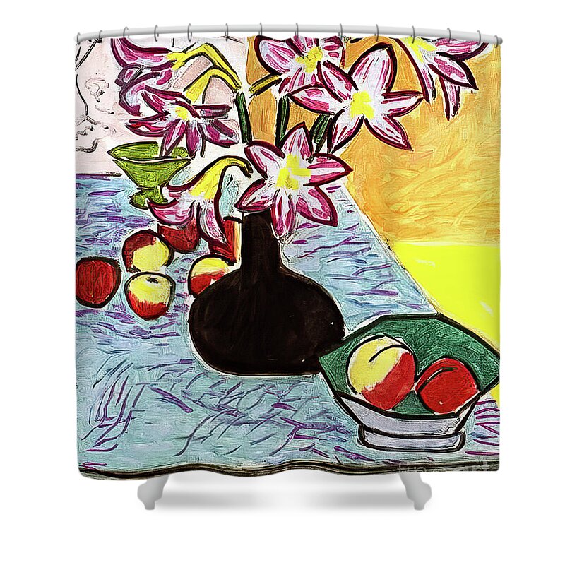 Vase Shower Curtain featuring the painting Vase of Amaryllis by Henri Matisse 1941 by Henri Matisse