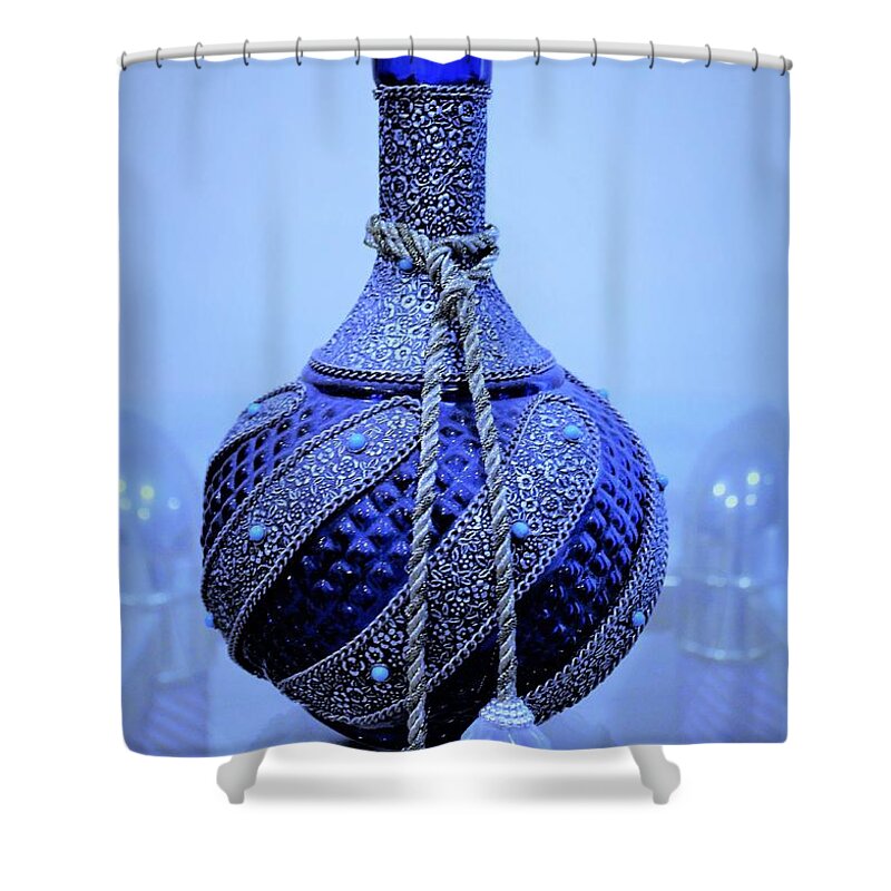 Vase Shower Curtain featuring the photograph Vase on glass by Khalid Saeed