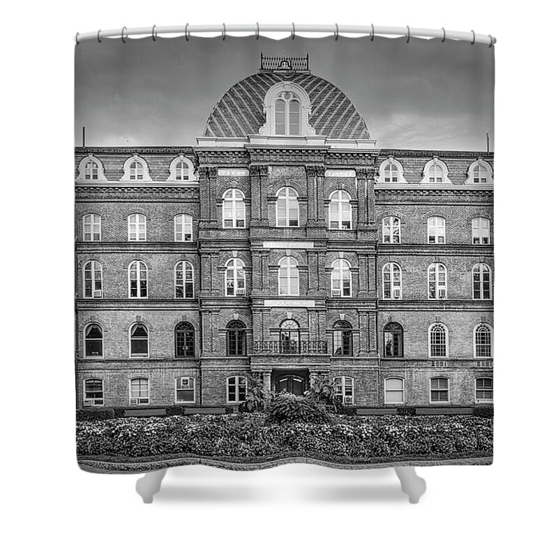 Vassar College Shower Curtain featuring the photograph Vassar College Main Building BW by Susan Candelario