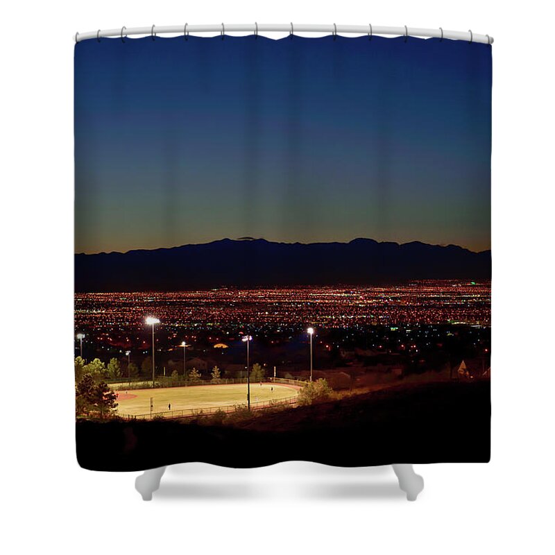 Vegas Shower Curtain featuring the photograph Vegas City at Dusk by Amazing Action Photo Video