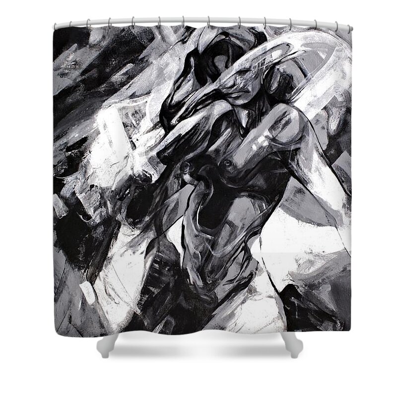 Veiled Shower Curtain featuring the painting Veiled Attributes by Jeff Klena