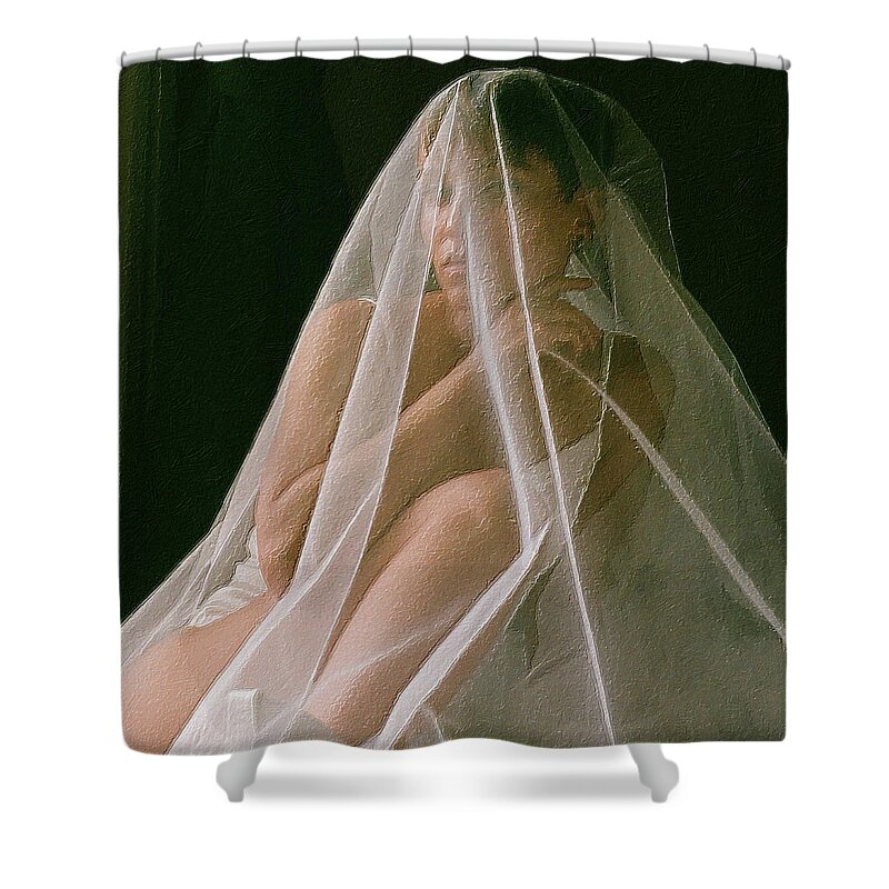 Woman Shower Curtain featuring the painting Veiled Woman 2 by Tony Rubino