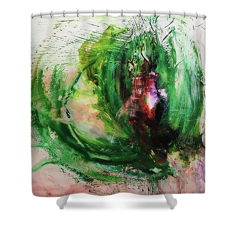 Abstract Art Shower Curtain featuring the painting Vengeful Seed by Rodney Frederickson