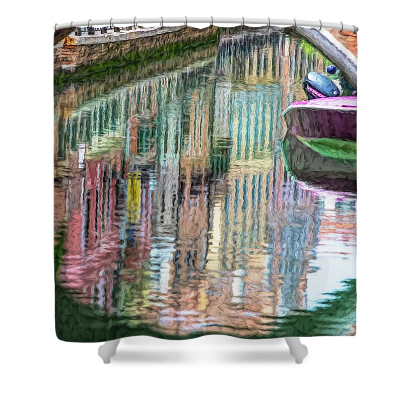 Venice Shower Curtain featuring the photograph Venice Bridge Reflection by David Letts