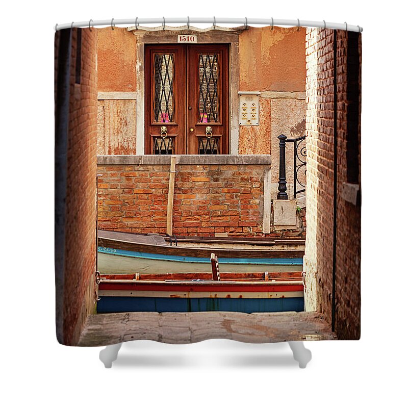 Venice Shower Curtain featuring the photograph Venice Intersections by Melanie Alexandra Price