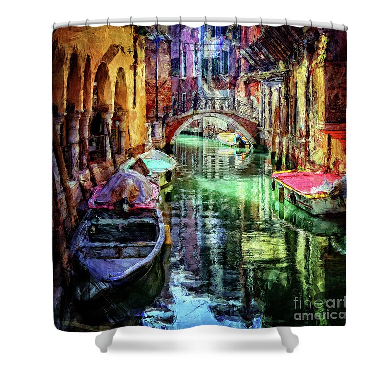 Venice Shower Curtain featuring the digital art Venice Italy Canal by Phil Perkins