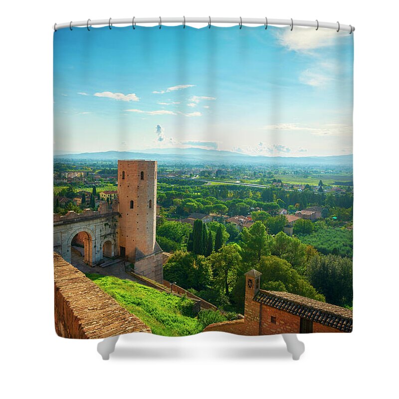 Spello Shower Curtain featuring the photograph Venus Gate, Spello by Stefano Orazzini