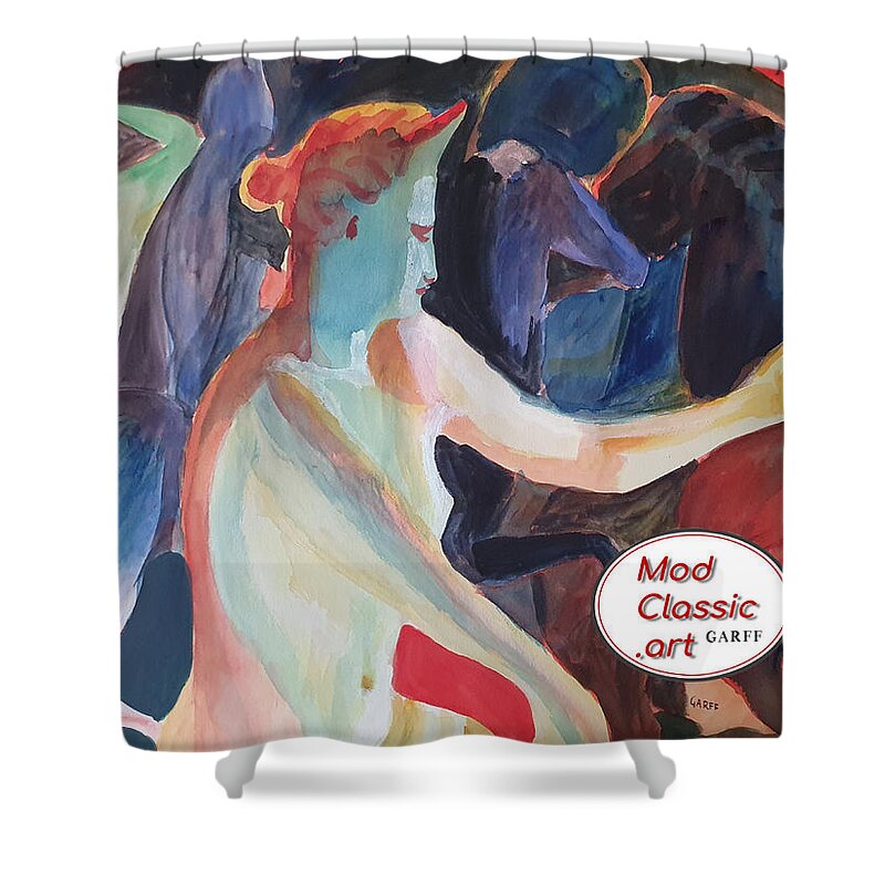 Masterpiece Paintings Shower Curtain featuring the painting Venus in the Mirror ModClassic Art Style by Enrico Garff
