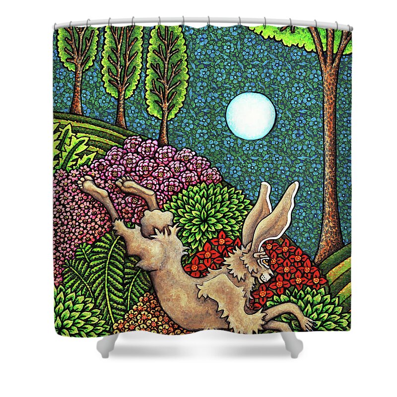 Hare Shower Curtain featuring the painting Verdant Valley Vamoose by Amy E Fraser