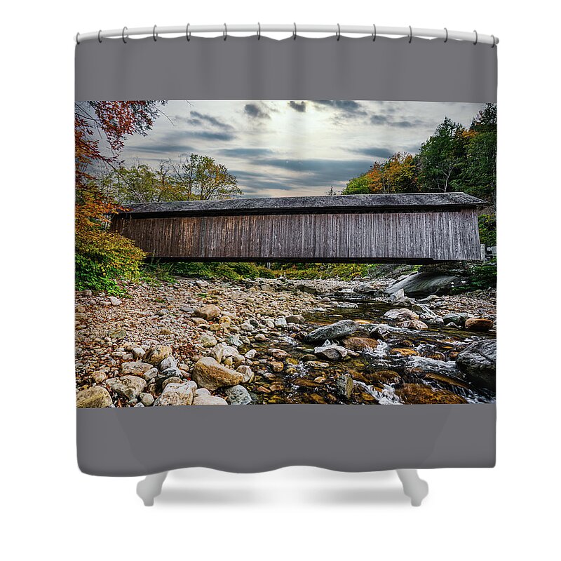 Bridge Shower Curtain featuring the photograph Vermont Autumn at Brown Covered Bridge by Ron Long Ltd Photography