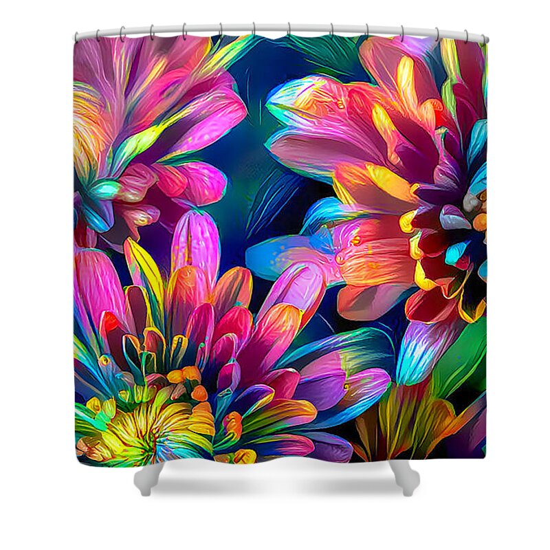 Flowers Shower Curtain featuring the mixed media Vibrant Flower Art by Debra Kewley